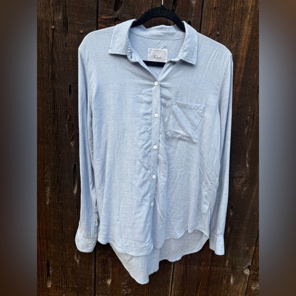 Rails Hunter Top in Heather Chambray Button Up Long Sleeve Top - Picture 9 of 14
